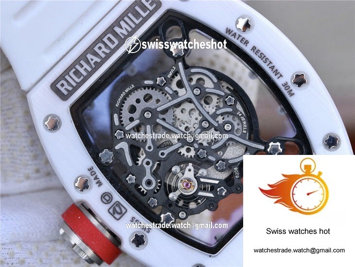 Richard Mille RM055 KV Factory White Rubber Strap 8