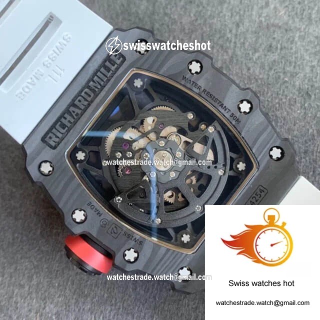 Richard Mille RM35-02 KV Factory V3 Carbon Fiber White Rubber Strap 8