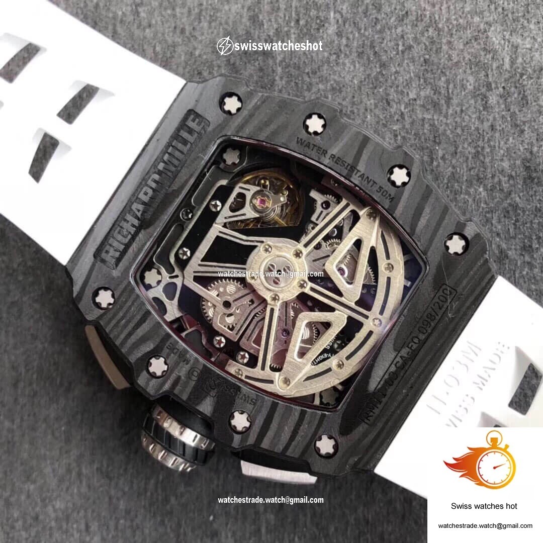 Richard Mille RM011-03 KV Factory Carbon Fiber White Strap 8