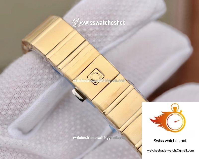 Omega Constellation Ladies 27MM TW Factory 18K Yellow Gold Textured Diamond Dial 8