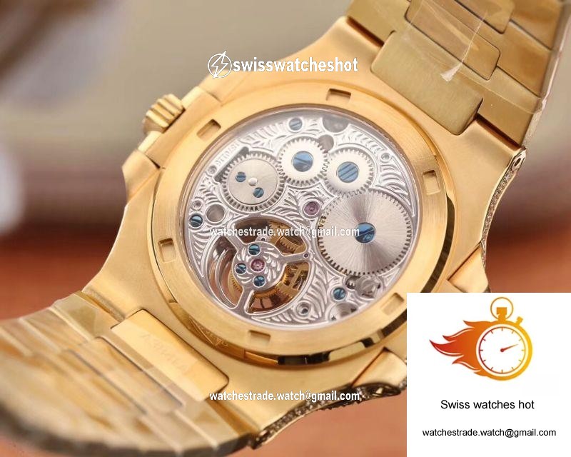 Patek Philippe Nautilus Jumbo 5711 Tourbillon R8 Factory 18K Yellow Gold Diamond Dial 8