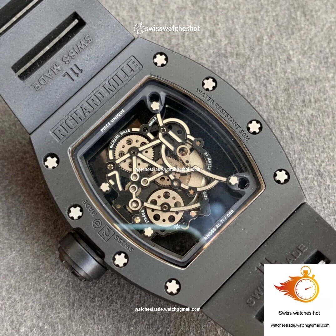 Richard Mille RM055 KV Factory V2 Black Ceramic Rubber Strap 8