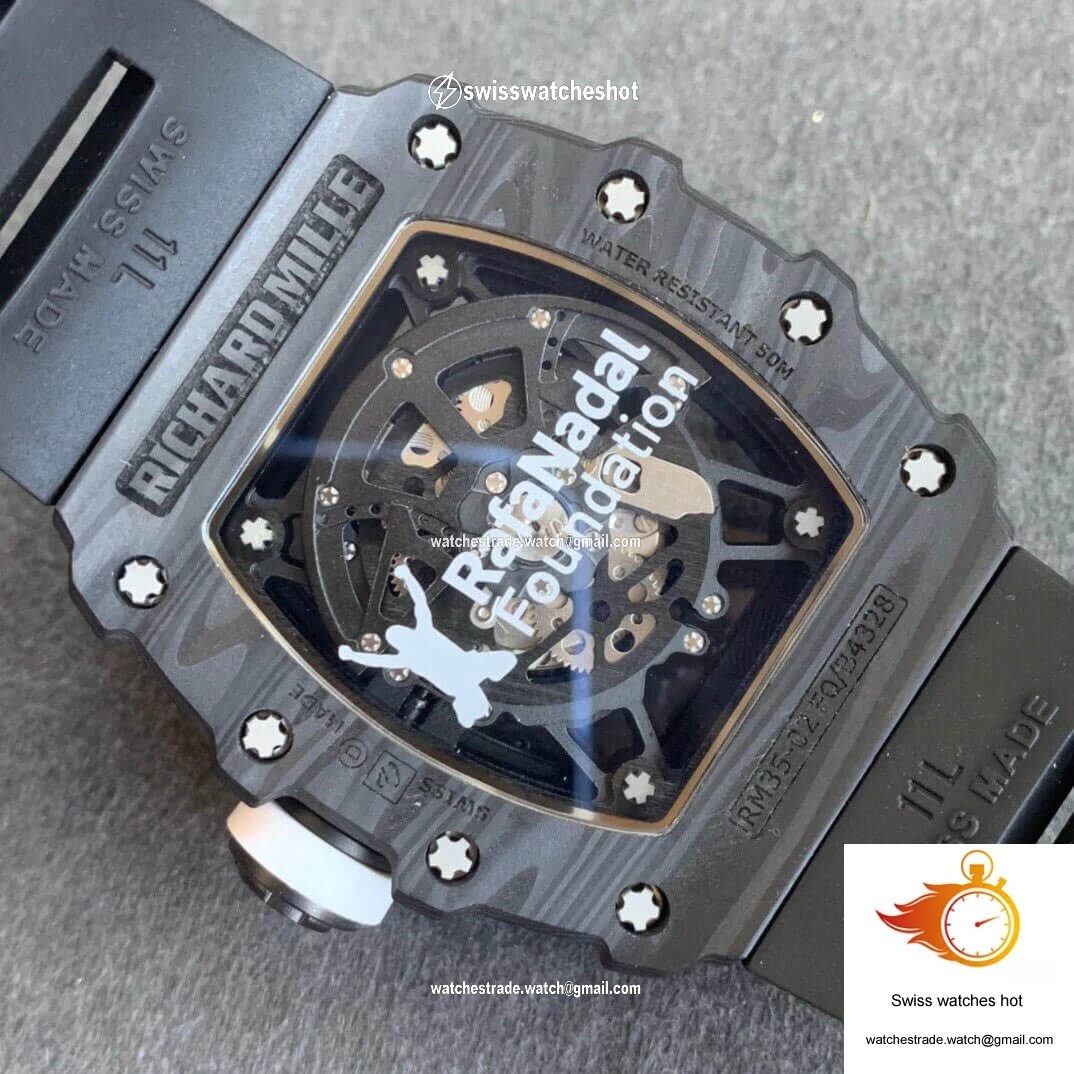 Richard Mille RM035-02 KV Factory Carbon Fiber Black Rubber Strap 8