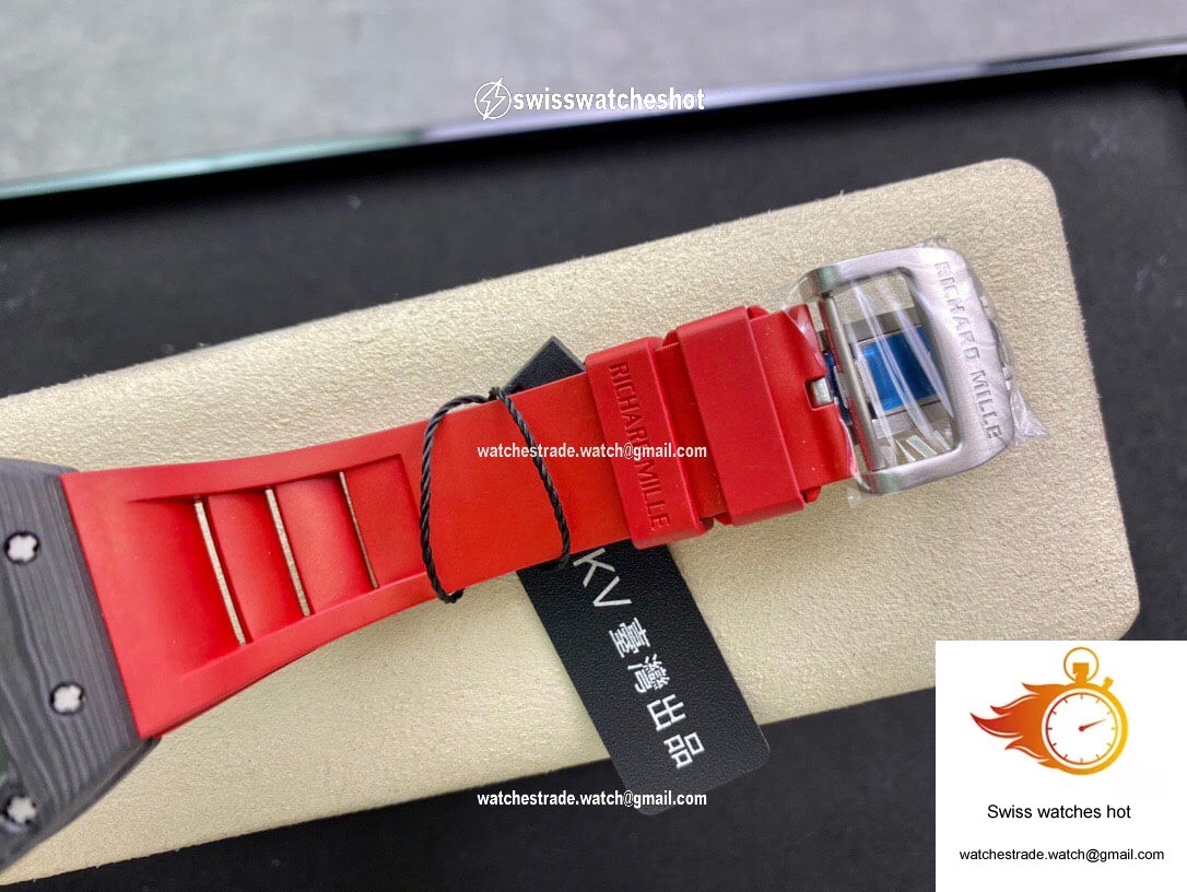 Richard Mille RM055 KV Factory V2 Carbon Fiber Red Strap 8