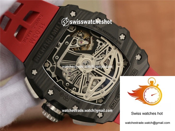 Richard Mille RM11-03 KV Factory Carbon Fiber Red Strap 8
