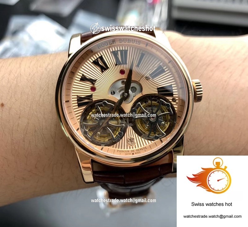 Roger Dubuis Hommage RDDBHO0562 Double Flying tourbillon JB Factory Rose Gold Dial 8