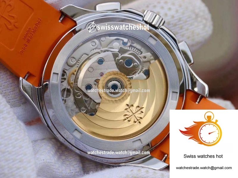 Patek Philippe Aquanaut Chronograph 5968A Orange Rubber Strap Black Dial 8