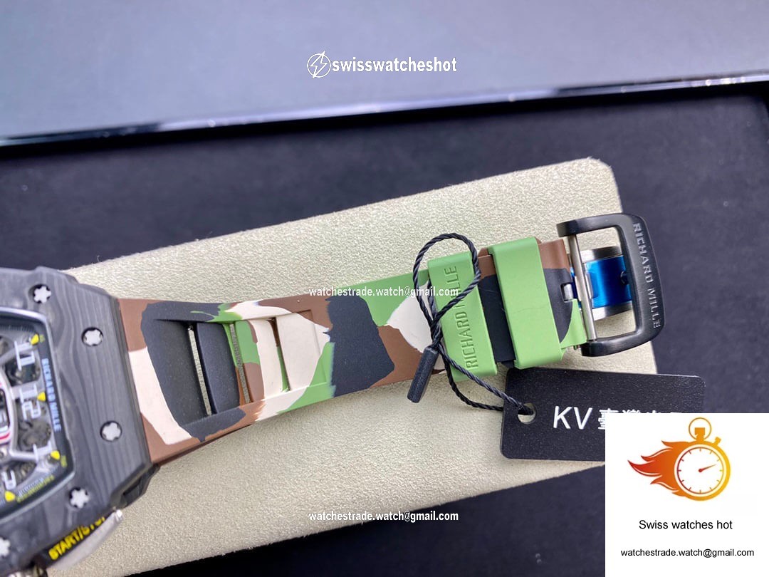 Richard Mille RM-011 KV Factory V2 Carbon Fiber Camo Rubber Strap 8