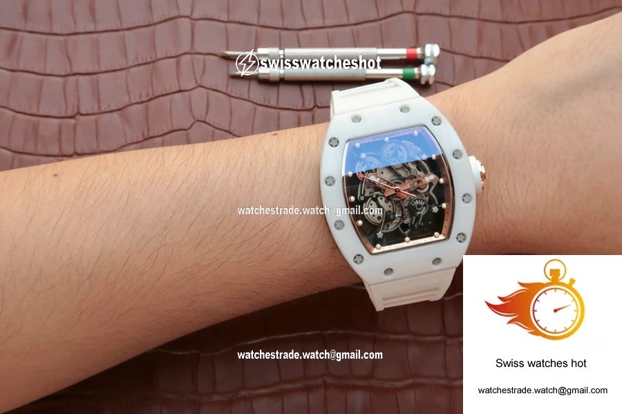 Richard Mille RM055 KV Factory White Ceramic Rubber Strap 9