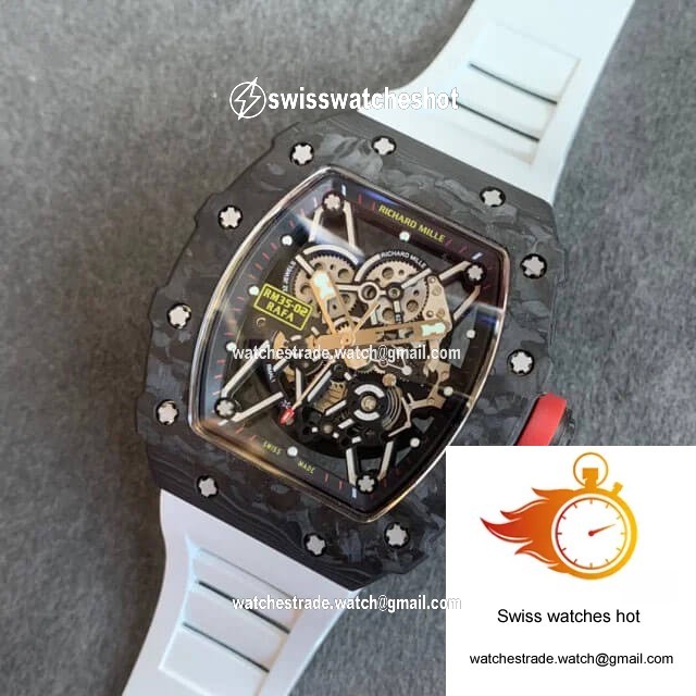Richard Mille RM35-02 KV Factory V3 Carbon Fiber White Rubber Strap 9