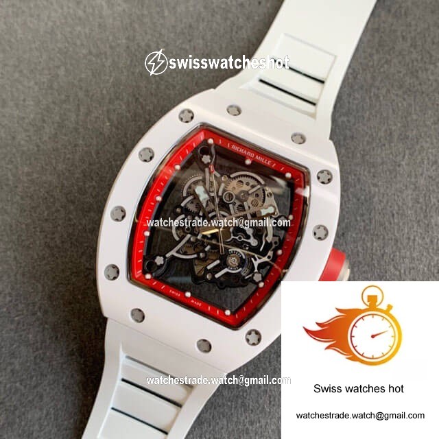 Richard Mille RM055 KV Factory V2 White Ceramic Case Rubber Strap 9