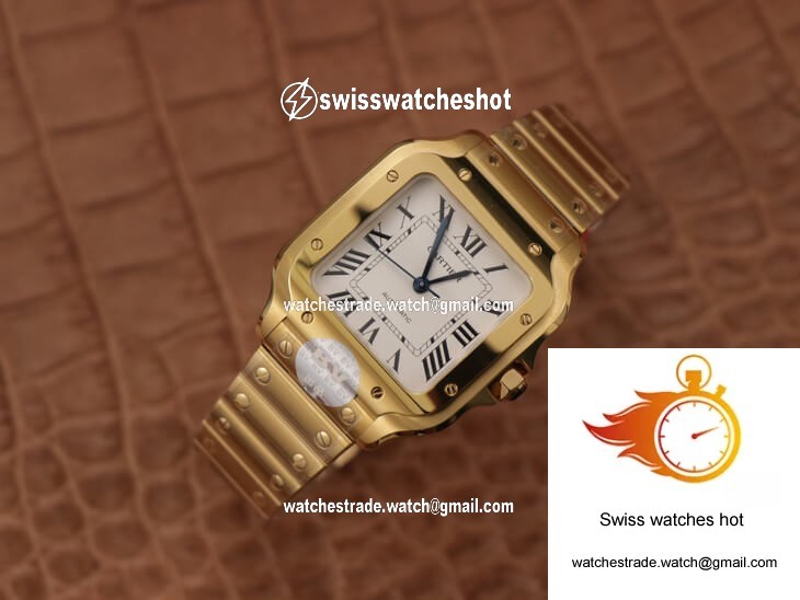 Cartier De Santos WSSA0010 BV Factory 18K Gold White Dial 9