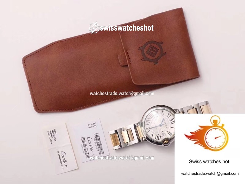 Ballon Bleu de Cartier W69009Z3 Wrap Gold V9 Factory Silver White Dial 9