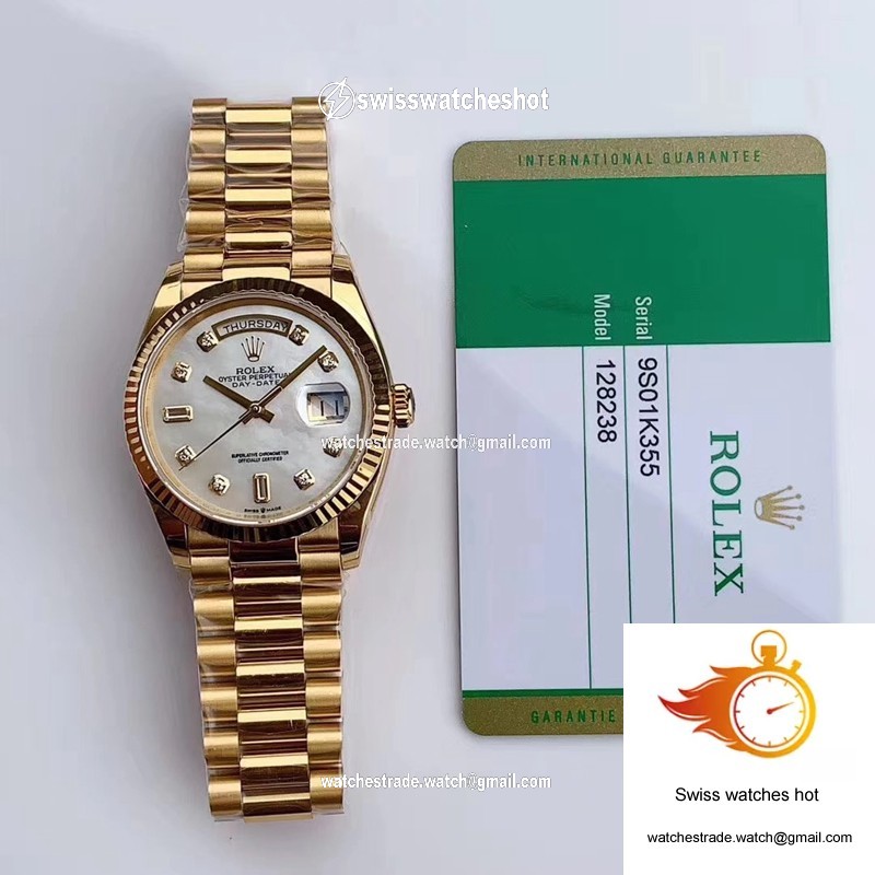 Rolex Day-Date M128238 EW Factory White Dial Diamond Time Scale 9