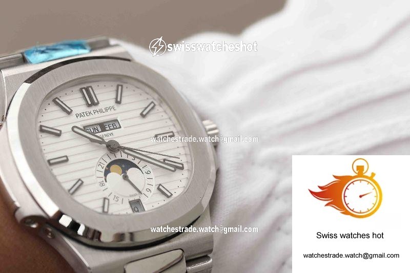 Patek Philippe Nautilus Annual Calendar Moonphase 5726/1A-010 KM Factory White Dial 9