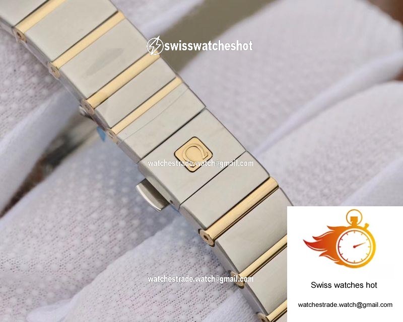 Omega Constellation Ladies 27MM TW Factory Yellow Gold Textured Diamond Dial 9