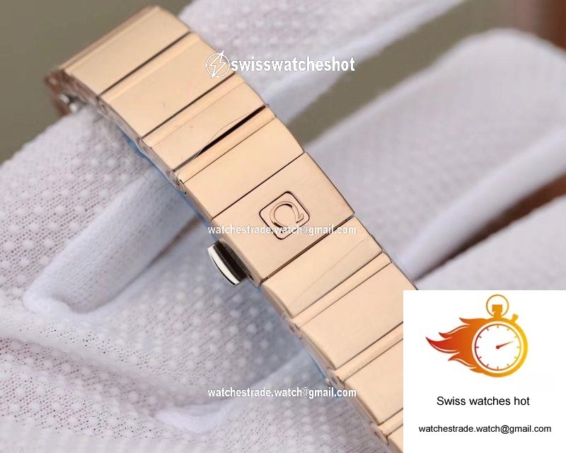 Omega Constellation Ladies 27mm TW Factory 18K Rose Gold Textured Diamond Dial 9
