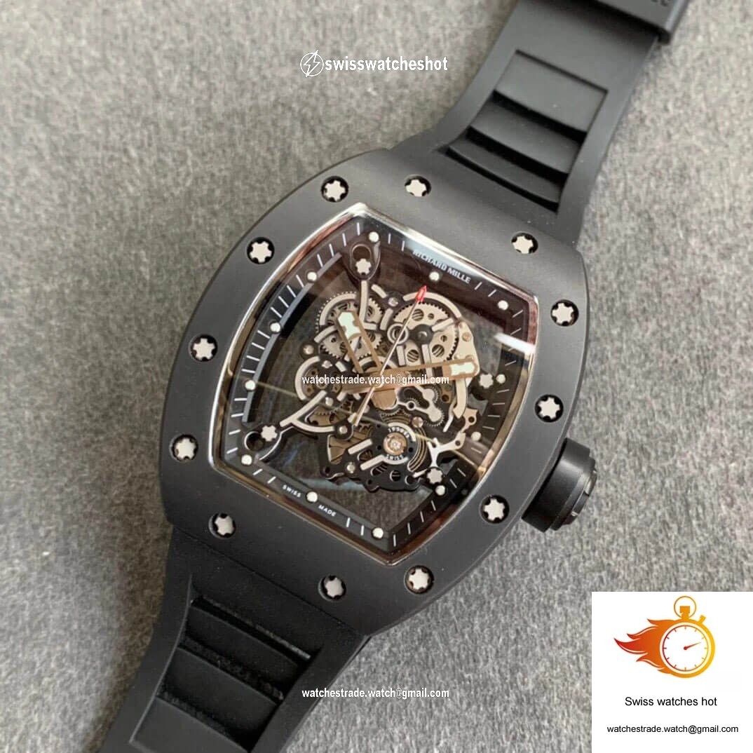 Richard Mille RM055 KV Factory V2 Black Ceramic Rubber Strap 9