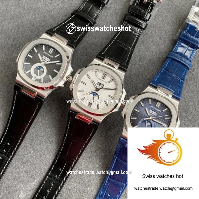 Patek Philippe Nautilus 5726/1A-010 GR Factory Black Leather Strap 9