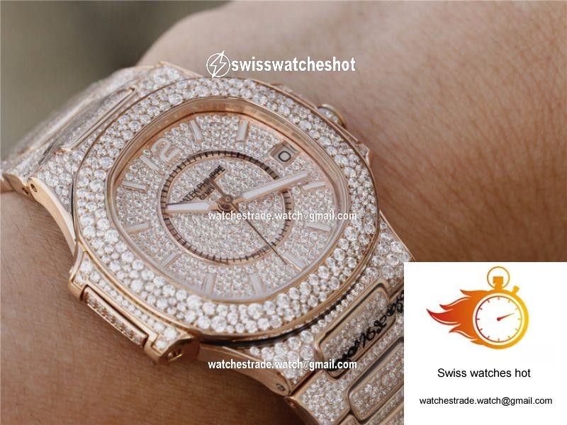 Patek Philippe Nautilus Jumbo 7021/1R-001 Full Paved Diamonds Dial 9