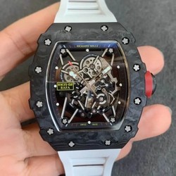 Richard Mille RM35-02 KV Factory V3 Carbon Fiber White Rubber Strap