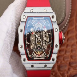 Richard Mille RM53-01 KV Factory White TPT Carbon Fiber Red Strap