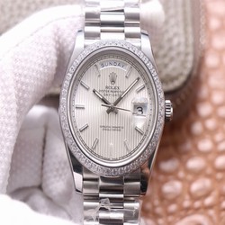 Rolex Day-Date M228349RBR-0007 EW Factory Silver Dial