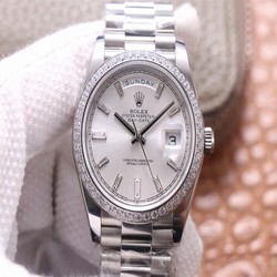Rolex Day-Date M228349RBR-0001 EW Factory Diamond Silver Dial