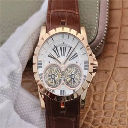 Roger Dubuis Excalibur RDDBEX0249 JB Factory Tourbillon Gold Case White Dial