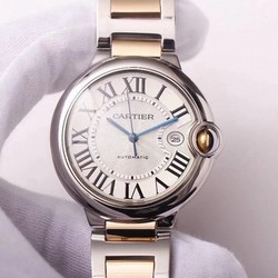 Ballon Bleu de Cartier W69009Z3 Wrap Gold V9 Factory Silver White Dial