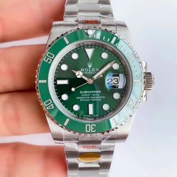Replica Rolex Submariner Date Oyster 40mm Oystersteel 116610LV Noob Factory V10 Replica Green dial watch