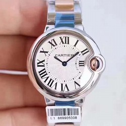 Ballon Bleu De Cartier Ladies W6920033 36MM V6 Factory White Textured Dial