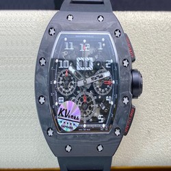 Richard Mille RM011 KV Factory Carbon Fiber Black Rubber Strap