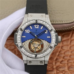 Hublot Big Bang Tourbillon Stainless Steel Diamond Blue Dial